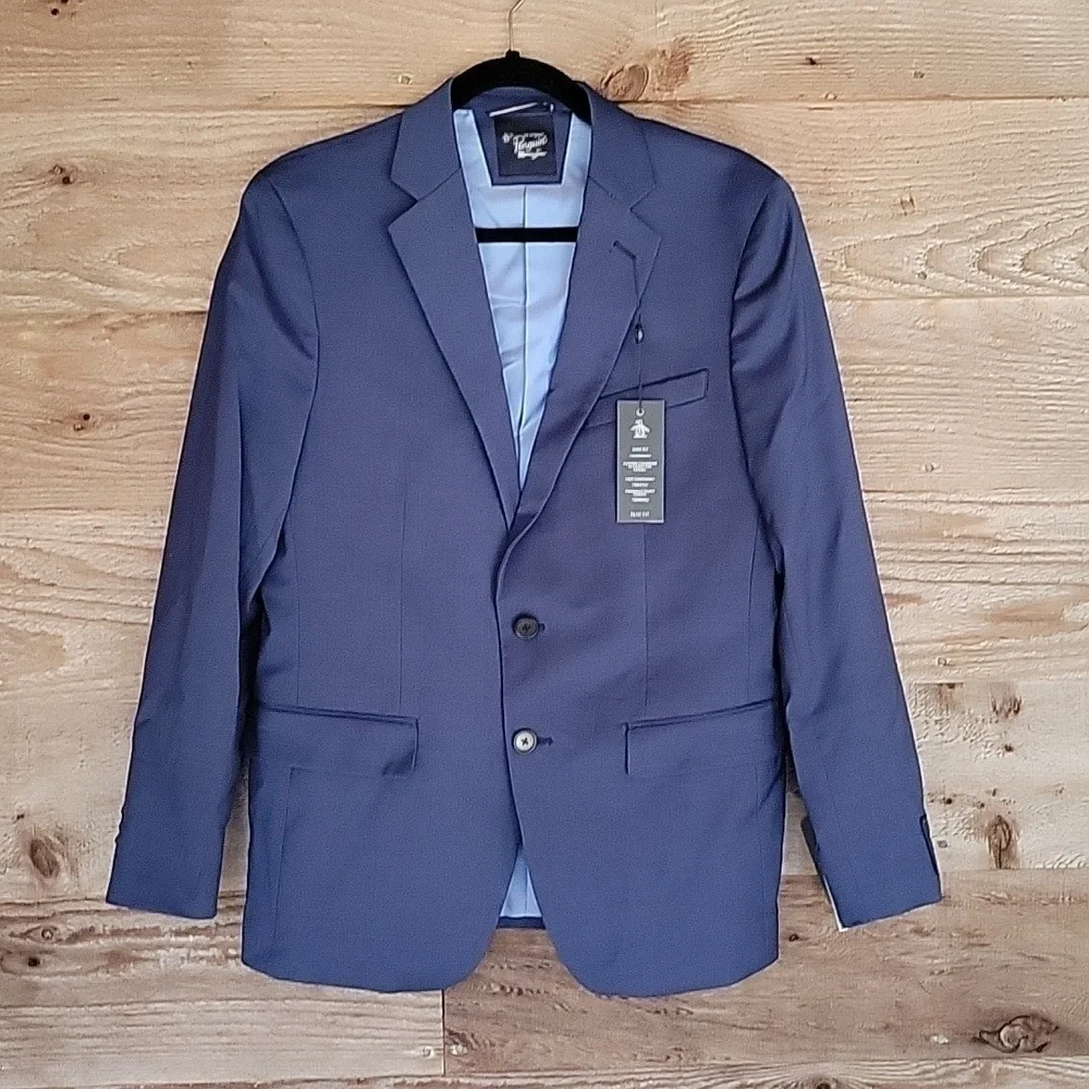 Original Penguin Size 38 Short Navy Blue NWT Wool Blend Suit Jacket